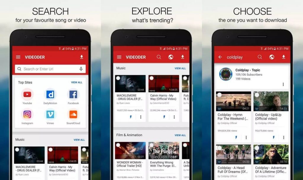 Features videoder apk mod