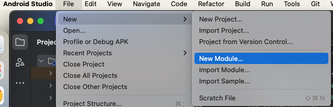 a screen shot of the new module tab in Android Studio