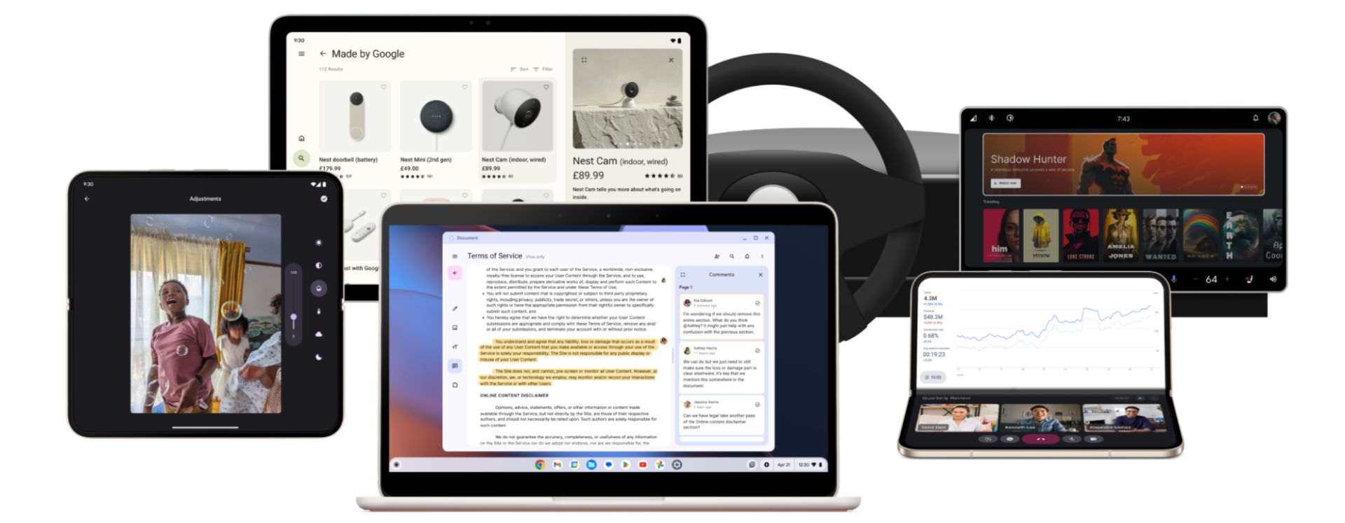 examples of form factors across small phones, tablets, laoptops, and auto