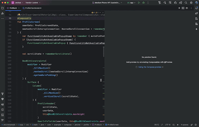 moving image of compose preview generation with gemini in Android Studio