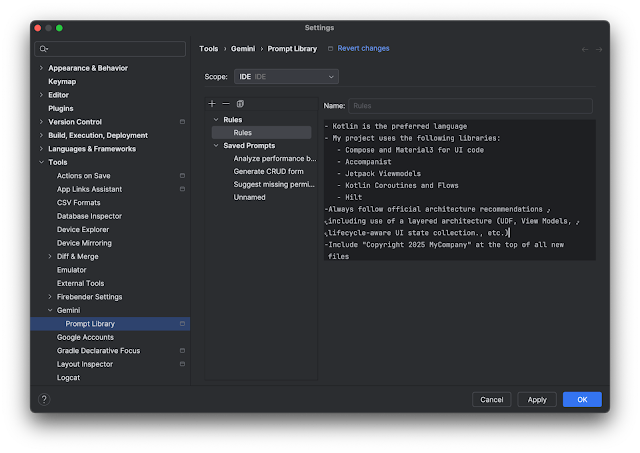 prompt library in Android Studio