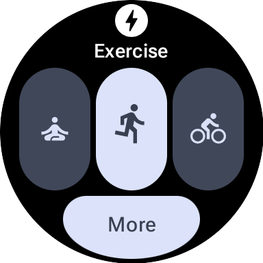 example of a compact workout tile on a round watch face