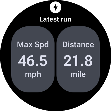 example of a custom skiing tile on a round watch face