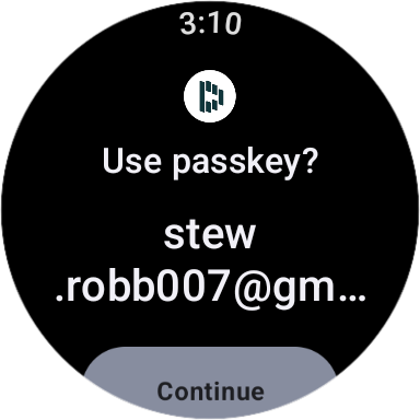 Credential selection Screenshot