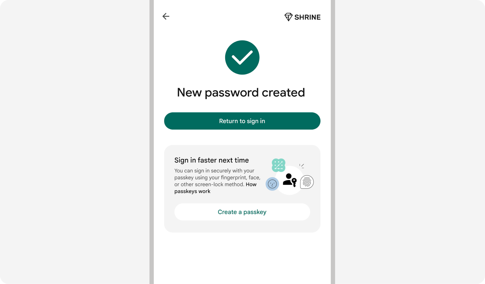 encourage users to create a passkey to sign in when a new password is created