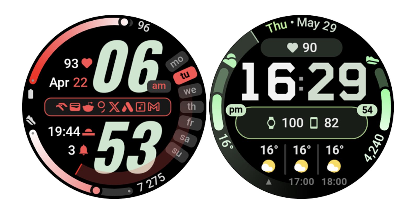 Stealth and Apex 2.0 watch faces from Amoledwatchfaces